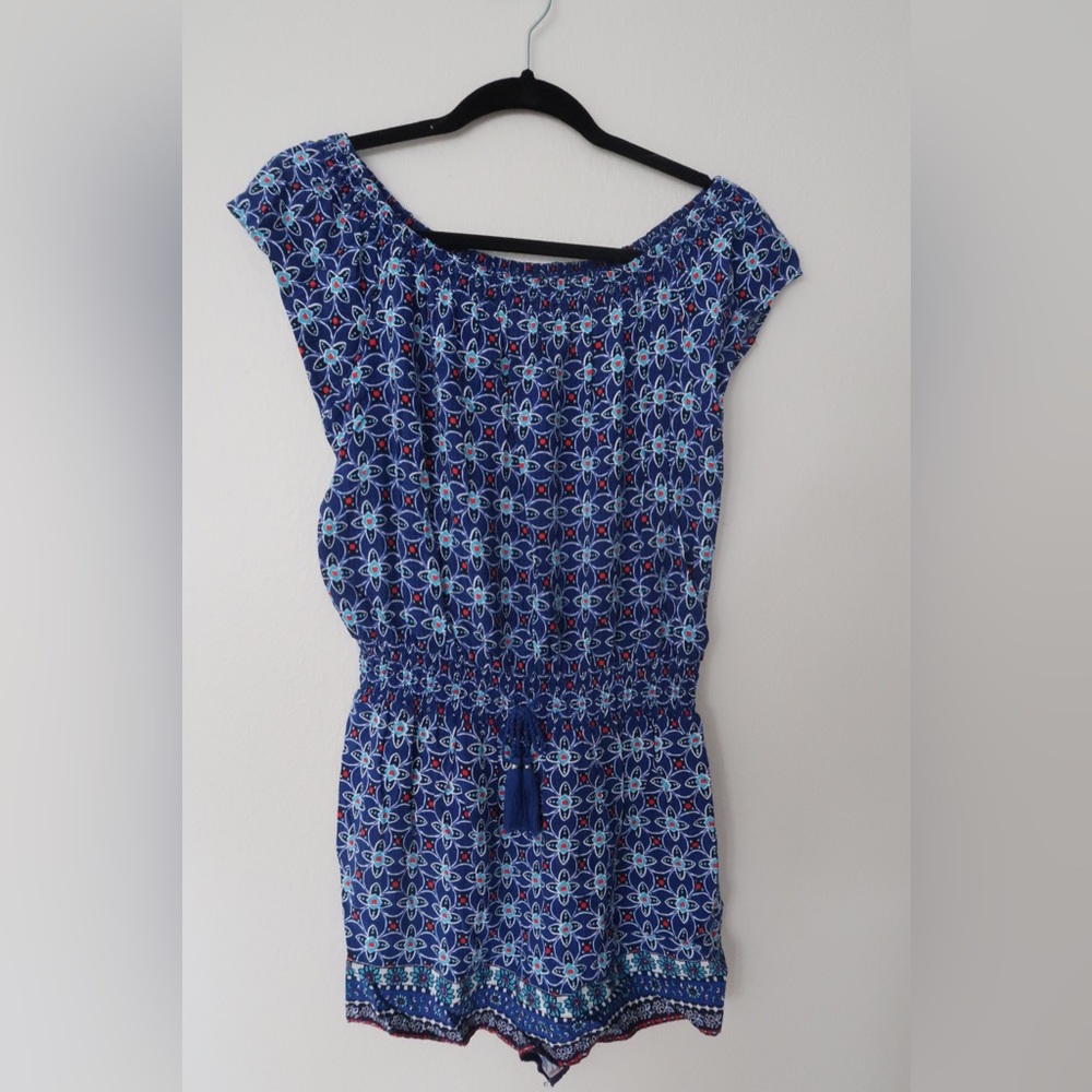 Justice blue, patterned romper